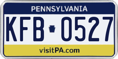 PA license plate KFB0527