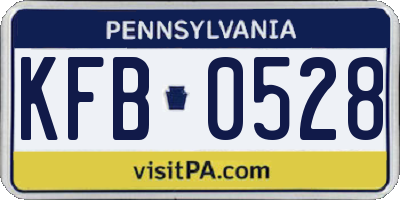 PA license plate KFB0528