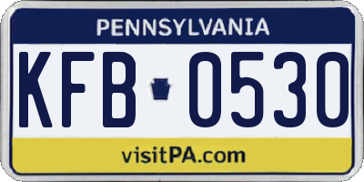PA license plate KFB0530