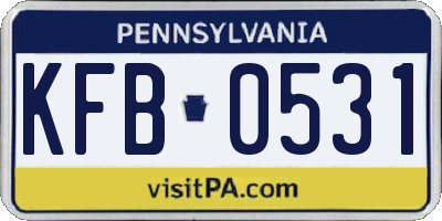 PA license plate KFB0531