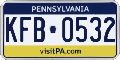 PA license plate KFB0532