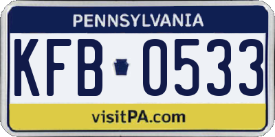 PA license plate KFB0533