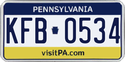 PA license plate KFB0534