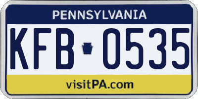 PA license plate KFB0535