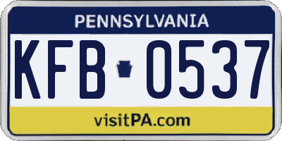 PA license plate KFB0537