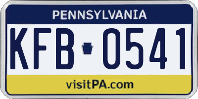 PA license plate KFB0541