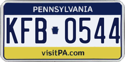 PA license plate KFB0544