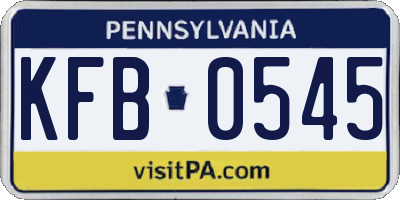 PA license plate KFB0545