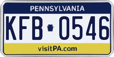 PA license plate KFB0546
