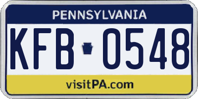 PA license plate KFB0548