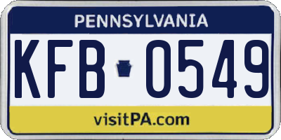 PA license plate KFB0549