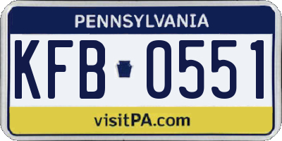 PA license plate KFB0551