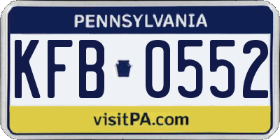 PA license plate KFB0552