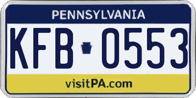 PA license plate KFB0553