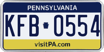 PA license plate KFB0554