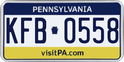 PA license plate KFB0558