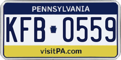 PA license plate KFB0559