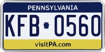 PA license plate KFB0560