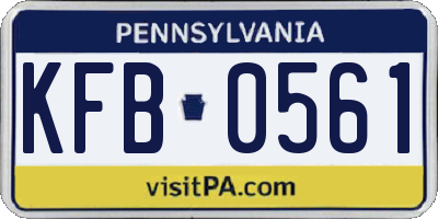 PA license plate KFB0561