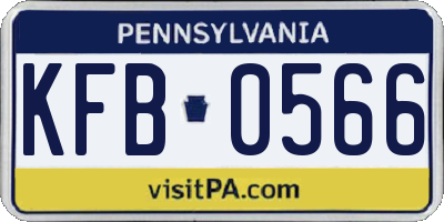PA license plate KFB0566