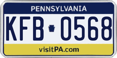 PA license plate KFB0568
