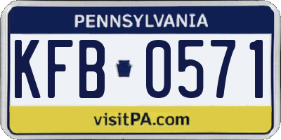 PA license plate KFB0571