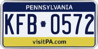 PA license plate KFB0572