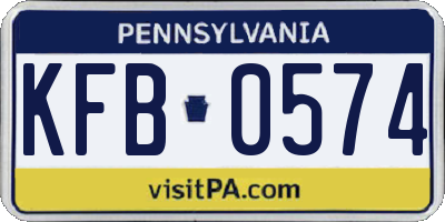 PA license plate KFB0574