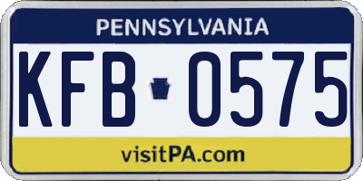PA license plate KFB0575
