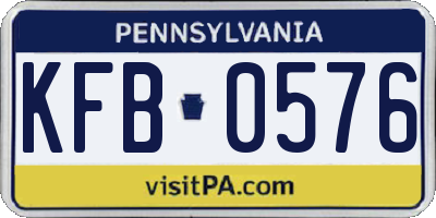 PA license plate KFB0576