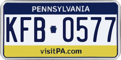 PA license plate KFB0577
