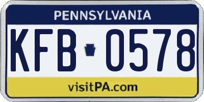PA license plate KFB0578