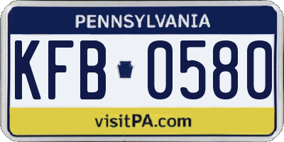 PA license plate KFB0580