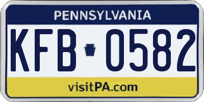 PA license plate KFB0582