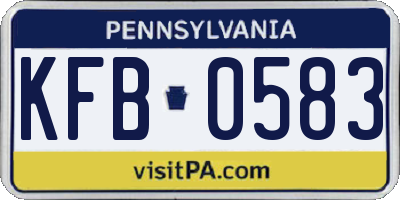 PA license plate KFB0583