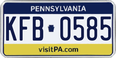 PA license plate KFB0585