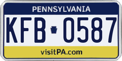 PA license plate KFB0587