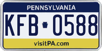 PA license plate KFB0588