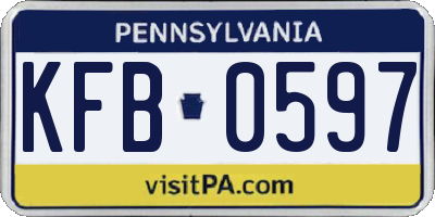 PA license plate KFB0597