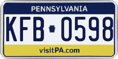 PA license plate KFB0598