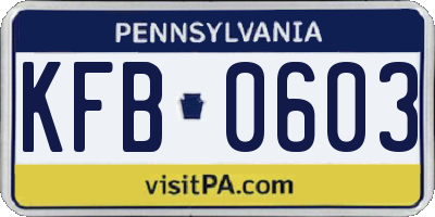 PA license plate KFB0603