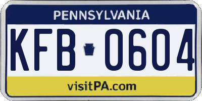 PA license plate KFB0604
