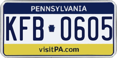 PA license plate KFB0605