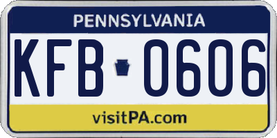 PA license plate KFB0606