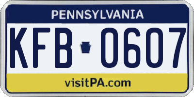 PA license plate KFB0607