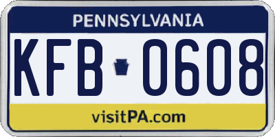 PA license plate KFB0608