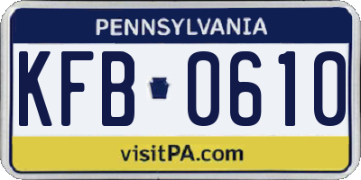 PA license plate KFB0610