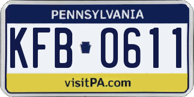 PA license plate KFB0611