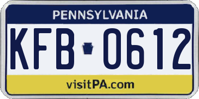 PA license plate KFB0612