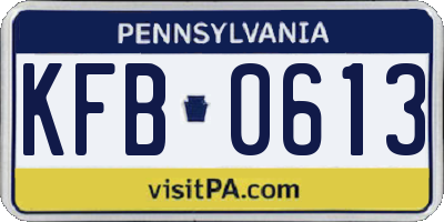 PA license plate KFB0613